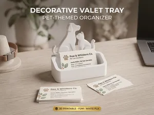 Dog & Cat Business Card Holder Desk Organizer