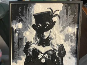 SteamPunk Woman with a watch V2 B/W Hueforge