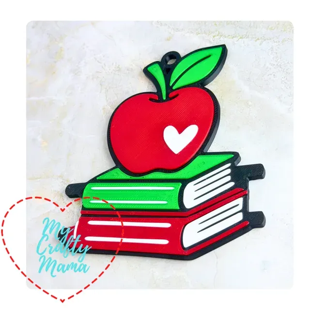 School teacher Apple and books hair tie keychain — Фото 4 из 4