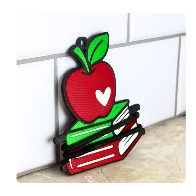 School teacher Apple and books hair tie keychain — Фото 2 из 4