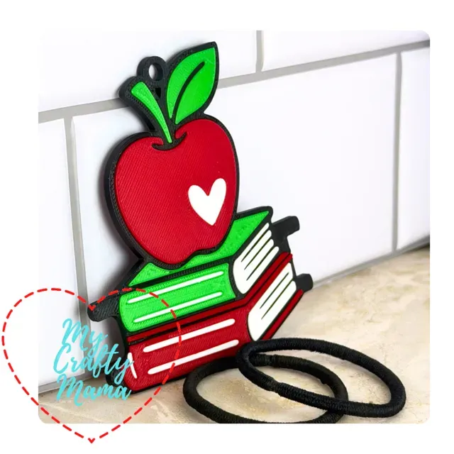 School teacher Apple and books hair tie keychain — Фото 3 из 4