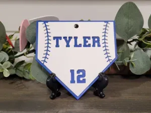 Baseball Home Plate Keychain and Bag Tag