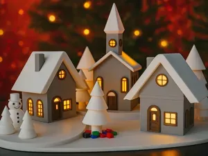Christmas Village with Tea Light or Dimmable LED