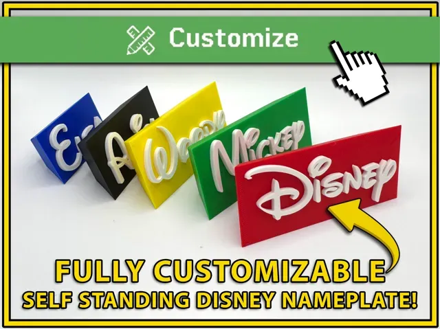 Disney Font Self Standing Customizable Name Plate