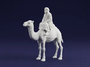 Desert Traveler Riding Camel Miniature 3D Model