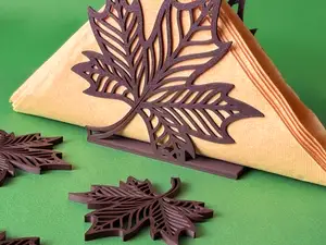 Maple leaf napkin stand & coaster set