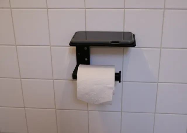 Toilet Paper Holder with Phone Shelf — Image 6 of 7