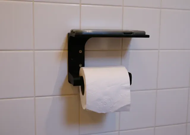 Toilet Paper Holder with Phone Shelf — Image 3 of 7