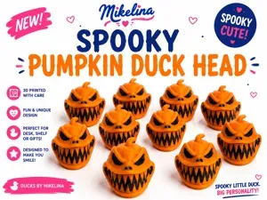 Spooky Pumpkin Duck Head