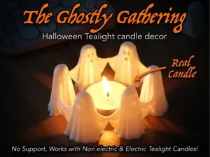 Cute Halloween Ghost Circle Tealight Holder Set