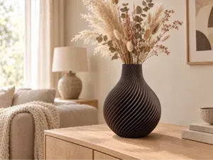 Ripple Vase Bulb — Round Twisted Ribbed Vase