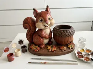 Cute Squirrel Acorn LED Tealight Holder - Autumn