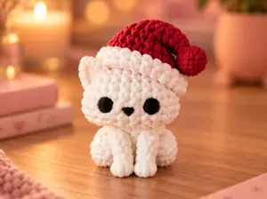 Knitted Christmas Cat - Cozy Holiday Decor