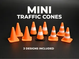 Mini Traffic Cones Stackable - 3 Printable Styles