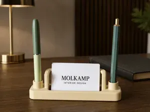 Floating Frame Business Card & Dual Pen Holder