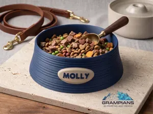 Dog Food Bowl with Personalised Nameplate