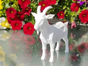 Geometric Low Poly Goat Figurine