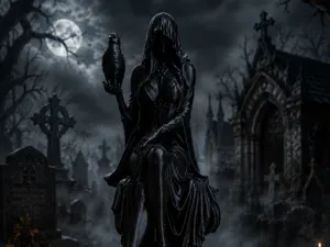 The Raven Priestess - Dark Fantasy Statue