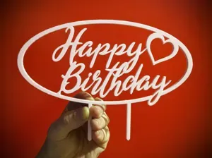 Happy Birthday Cake Topper 8.5 in (fits A1 Mini)