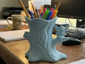 Fairy Tree Stump Pen Holder Desk Organizer