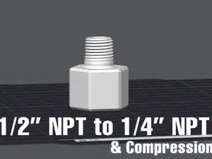 1/2" NPT Pipe Thread to 1/4" NPT & Compression