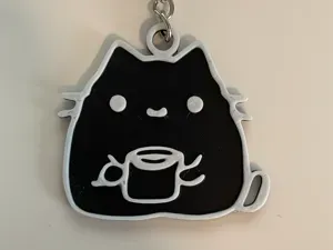 Cat Drinking Coffee Keychain (AMS/WITHOUT AMS)