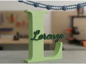 Lorenzo Lettera L con Nome Personalizzato Bicolore