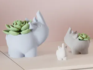 Succulent planter. Cute Kawaii Rhino Succulent pot