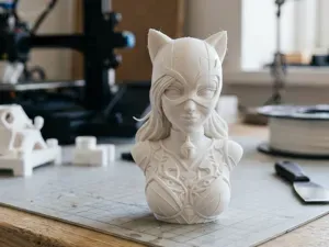 Cat Girl Bust 3D Print Model 337