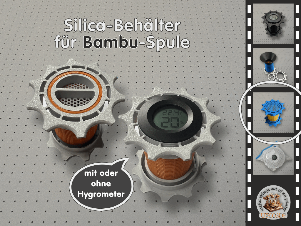 Trockenmittelbehälter mit Hygrometer Bambu-Spule