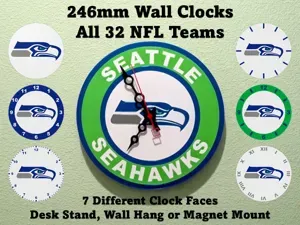 32 NFL Wall Clocks - 246mm Diameter
