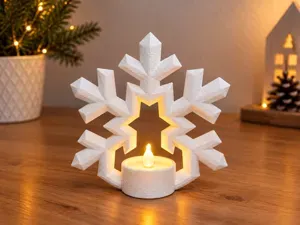 Schneeflocke mit LED-Teelichthalter
