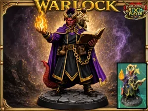 Warlock with Dragon: Tiefling, DnD, D&D, PF, Mini