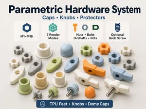 Parametric Nut Caps & Knobs System