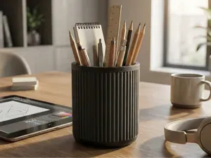 Modern Fluted Pencil Cup | Minimalist Organizer