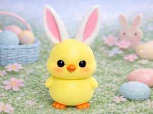 Easter chick in a bunny costume