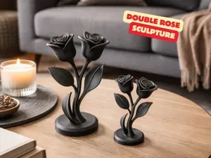 DOUBLE ROSE SCULPTURES / VALENTINES GIFT