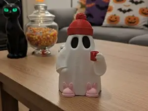 Cute Hipster Ghost In Bunny Slippers