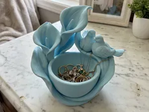 Calla Lily Lovebird Jewelry Dish & Trinket Tray