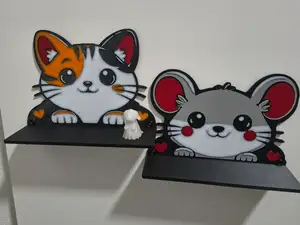Cute Cat & Mouse Kids Wall Shelf – Nursery Decor