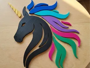 Artistic Modular Unicorn - Rainbow Wall Art