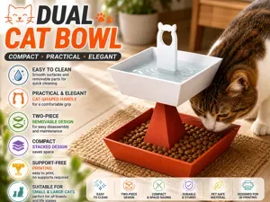 Compact Dual Cat Bowl - Pet feeder design