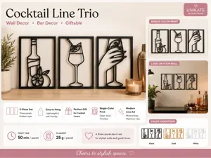Cocktail Line Trio – 3-Piece Wall Decor Set Art