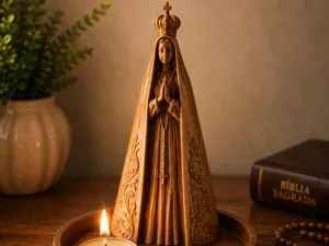 Nossa Senhora Aparecida porta terço vela