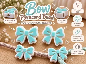 Cute Bow Paracord Bead | 4mm Multicolour Print