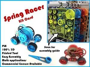 Spring Racer - Spring Car - Kit Card - 100% 3D