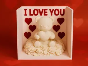 3D Greeting Box V-Day I LOVE YOU Diorama 8x6x8 cm
