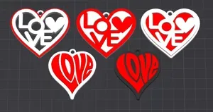 5 love hearts , valentines keychains / necklace charm (free for commercial use)