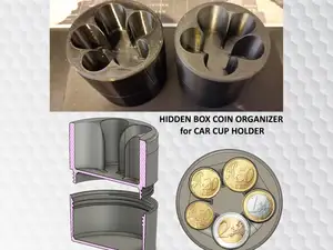 Car coin organizer for cup holder Euro + box STEP