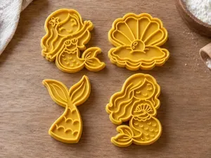 Cortador de Biscoito - Sereia 4 Modelos+Puxador